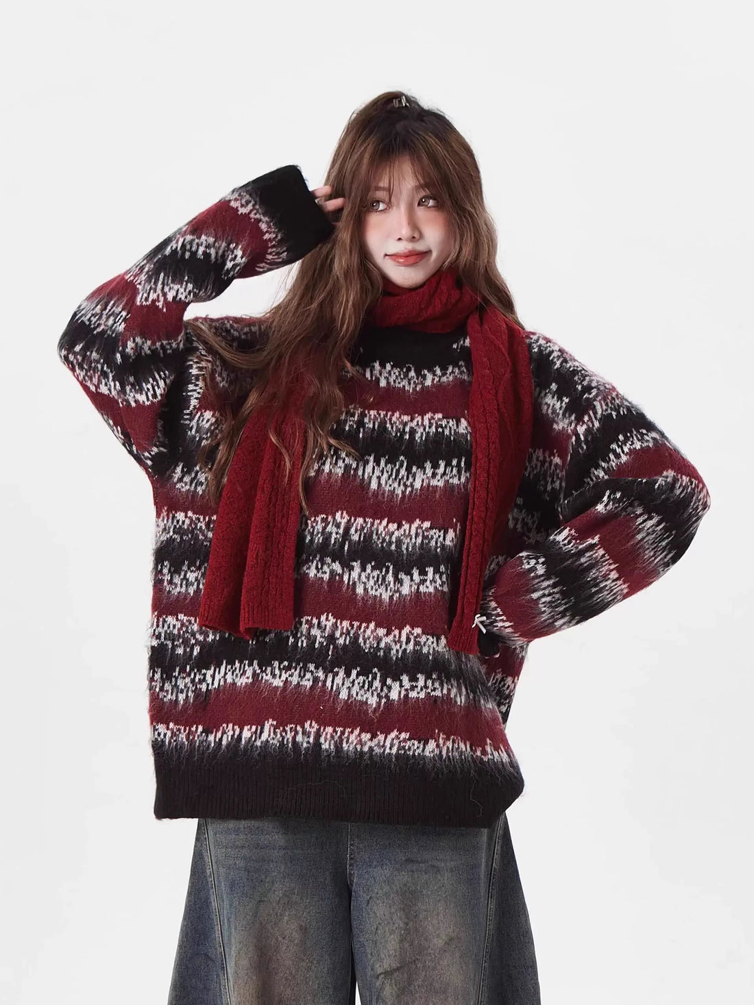 &quot;Crimson Contrast&quot; Sweater